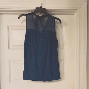 LOFT Teal And Black Sleeveless Tank Top
